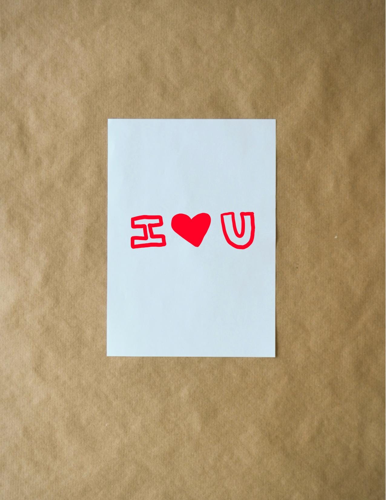 I Heart You Valentine's Card, Cute Red Heart Design, Unique Love Note & Hand-Drawn Happy Valentine's Day Greeting