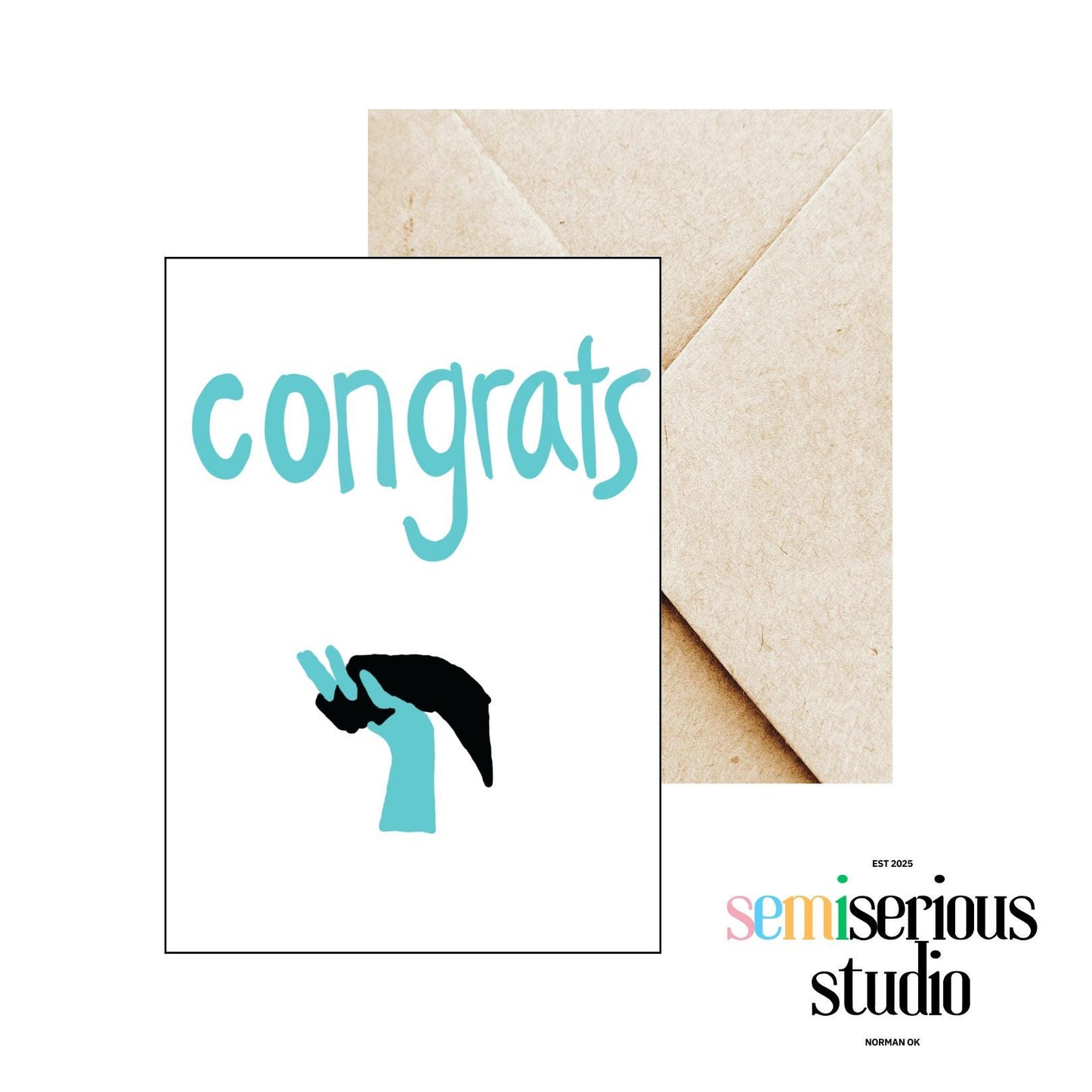 Interlocking Hands Congrats Card - Cute Wedding Greeting Card for Newlyweds, Perfect for Celebrations & Announcements
