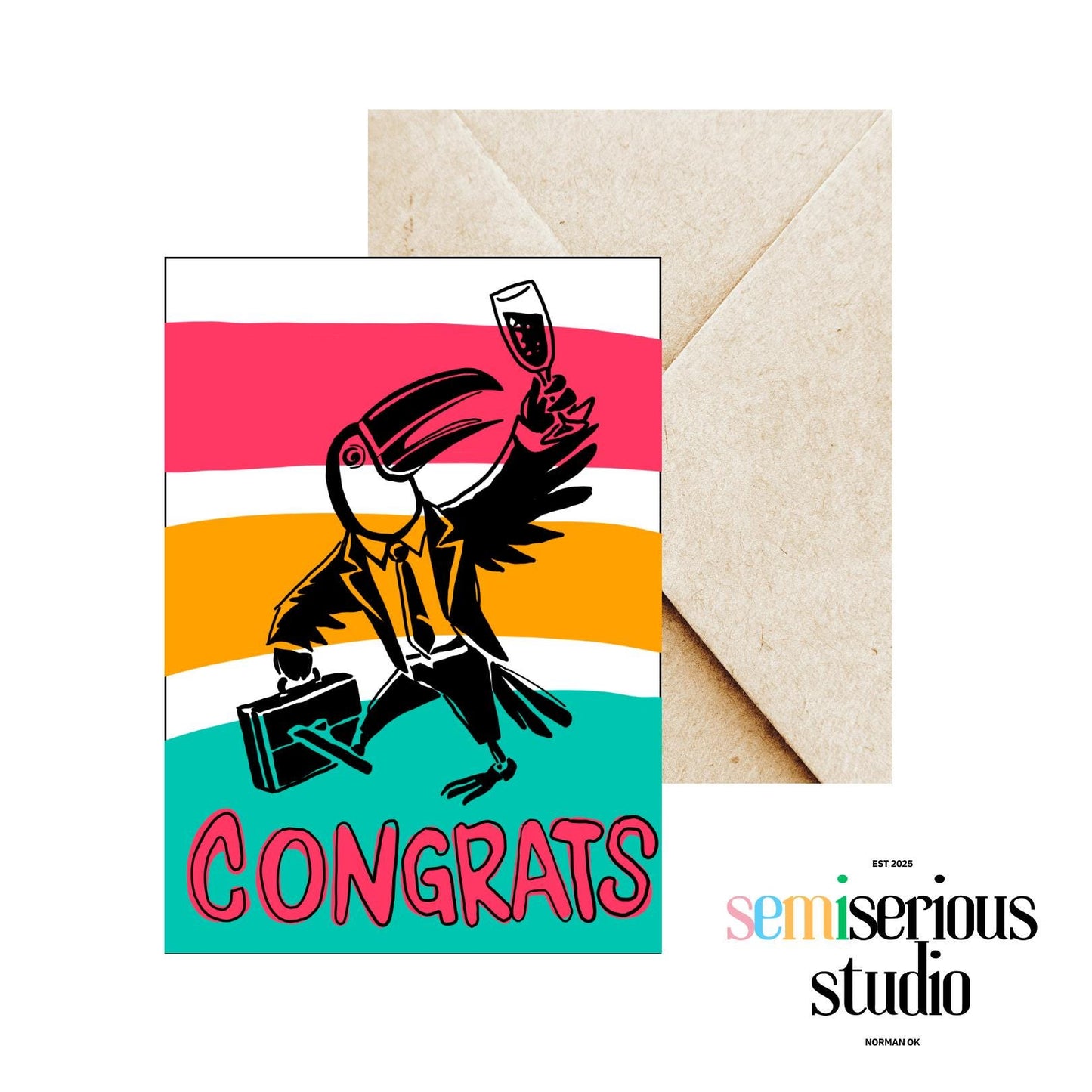Toucan Congrats Card | Colorful Job Promotion Greeting Card for Friends & Family Success