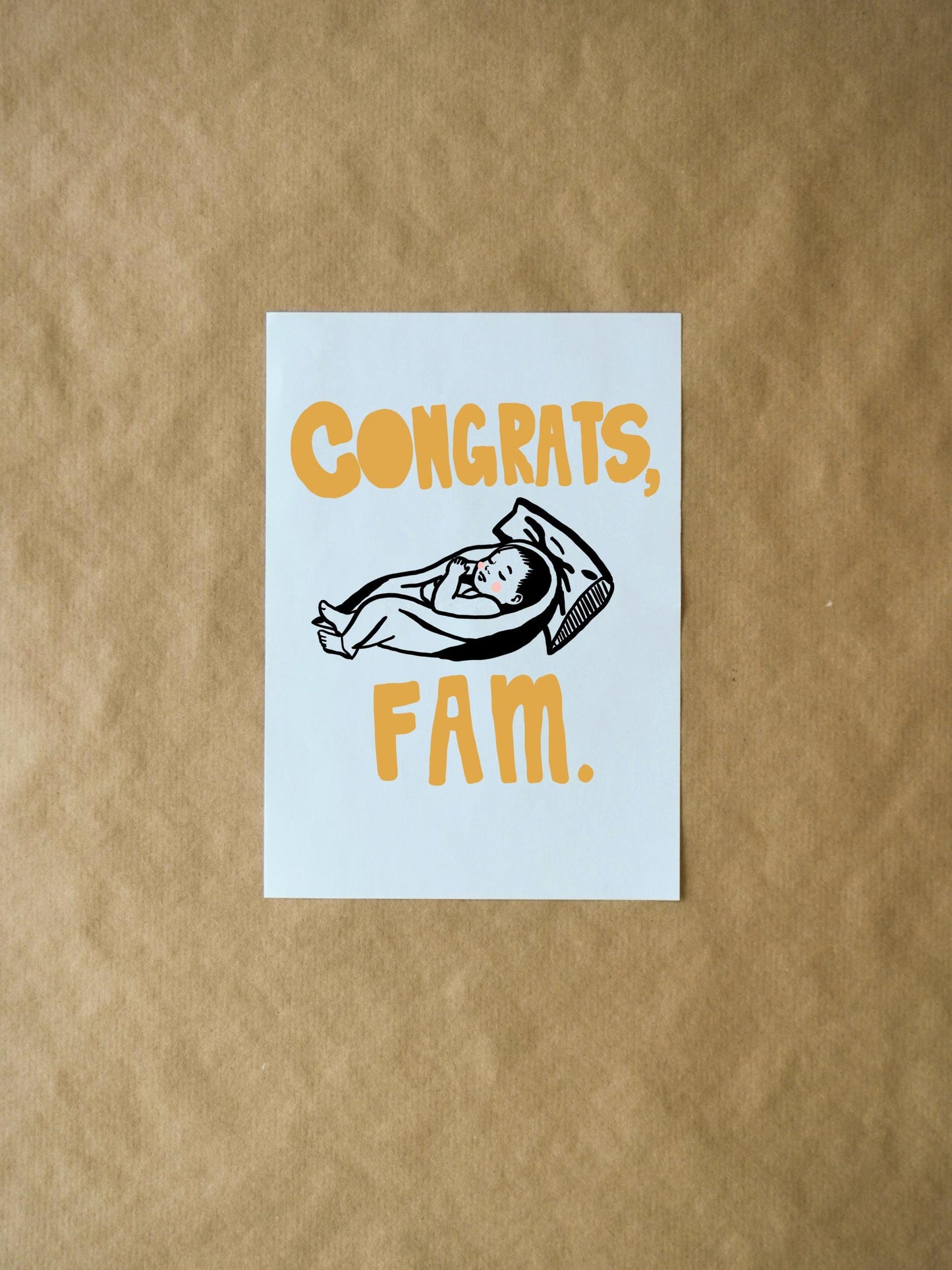 Congrats Fam | New Parent Congratulations Card, Handmade Baby Congrats Greeting Card to Celebrate New Arrival & Parenthood