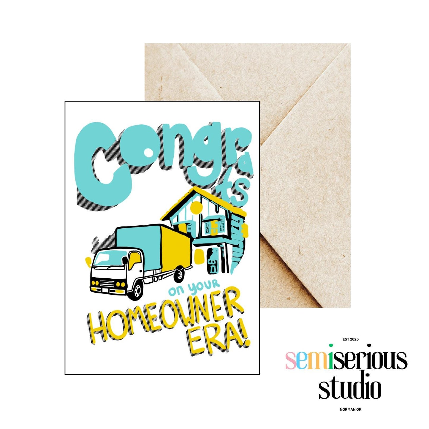Congrats on Your Homeowner Era Card | Colorful Greeting Card for New Homeowner | Cute Congratulations Housewarming Card