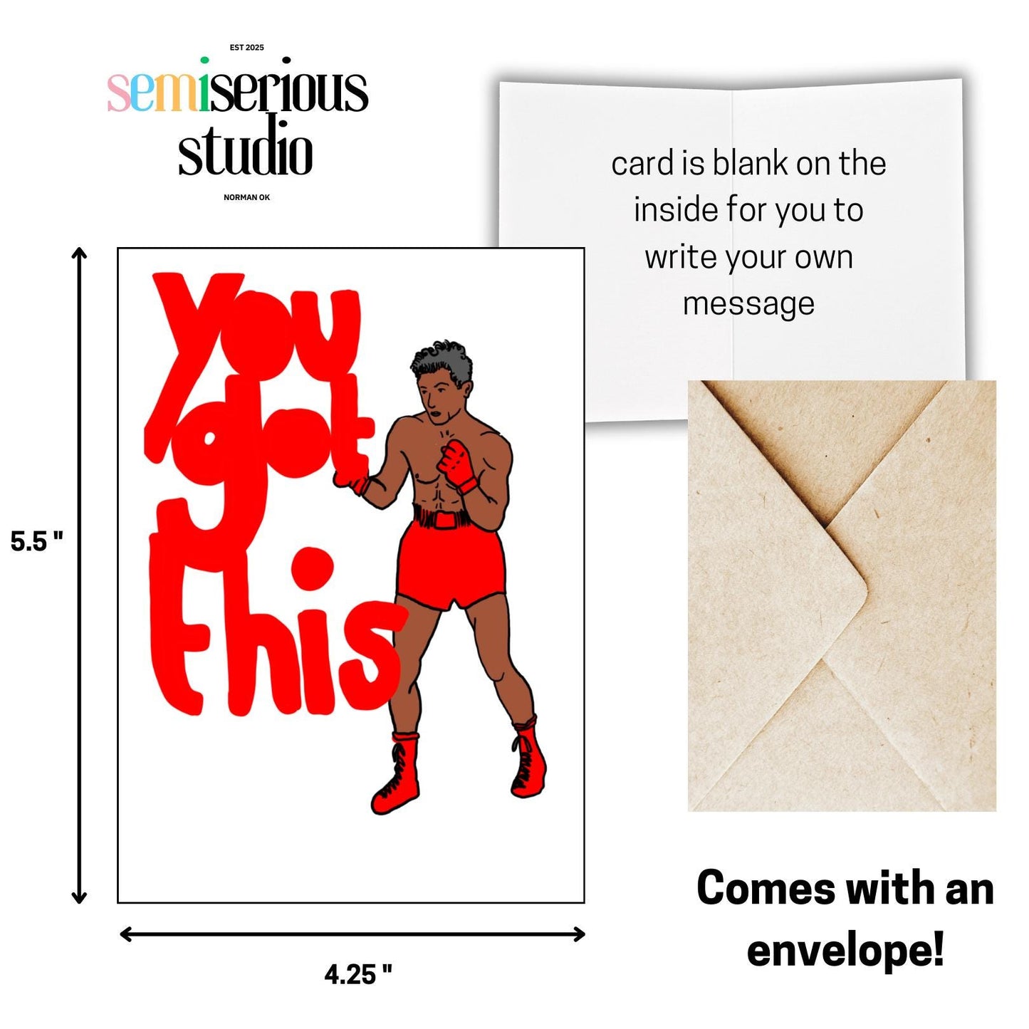 You Got This Boxer | Get Well Soon Card | Encouraging Greeting Card for Recovery, Support & Motivation For Friends, Family, and Partners