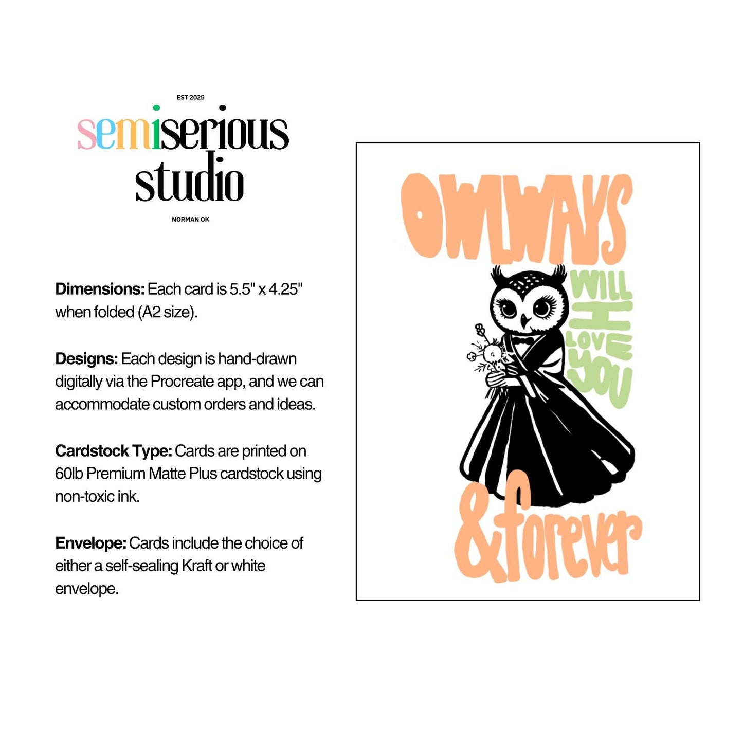 Owlways and Forever Anniversary Card - Funny Cute Pun Greeting Card for Him, Her or Couples, Sweet Joke Owl Card
