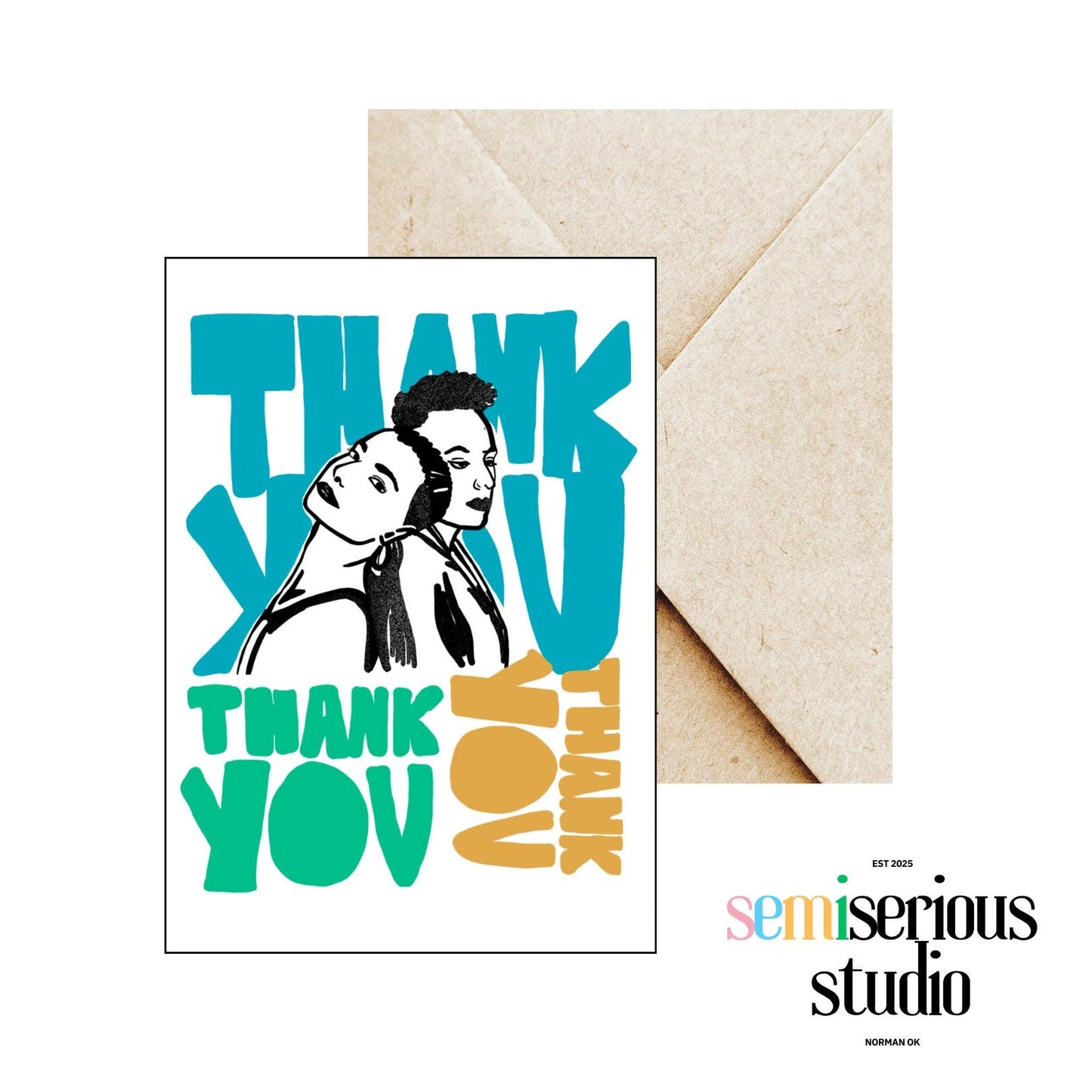 Two Friends Thank You Card | Colorful Fun Gratitude Card for Friends, Gifts, & Special Occasions