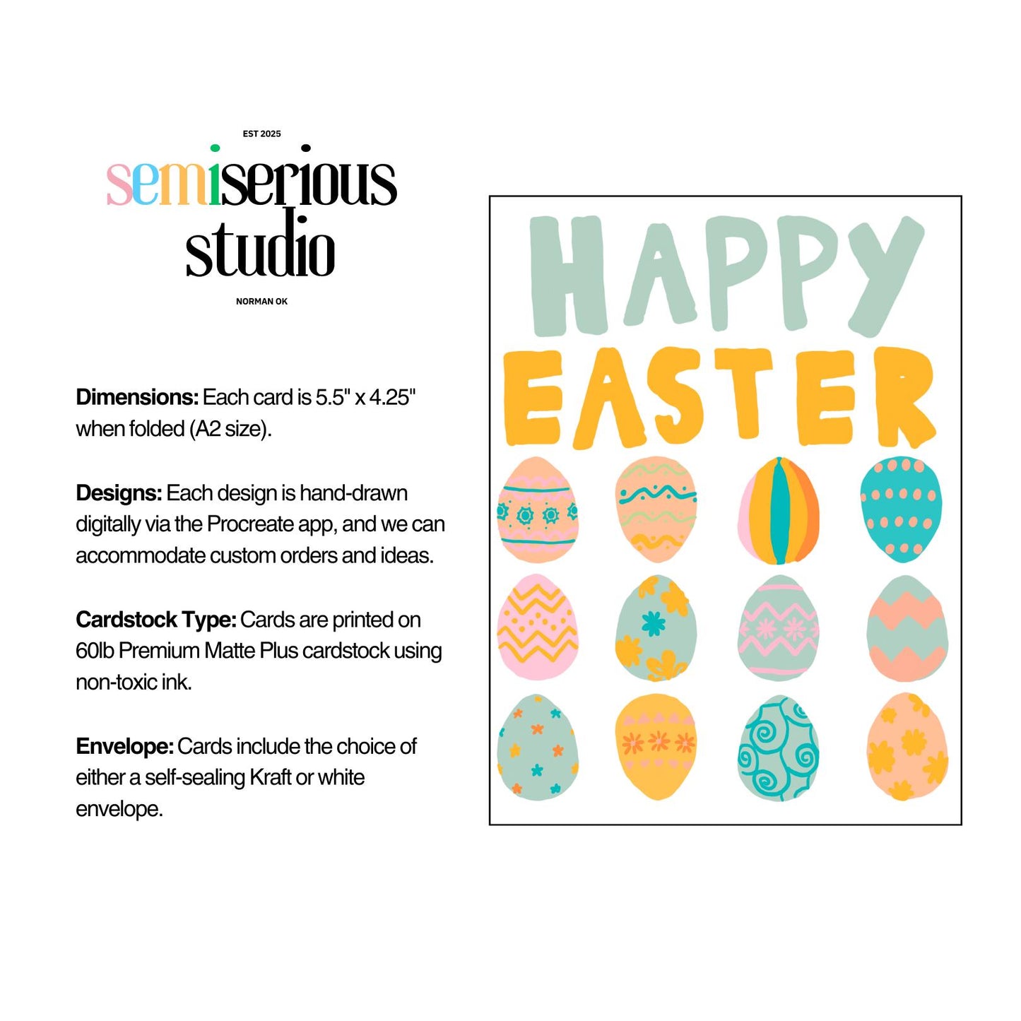 Easter Eggs Card | Happy Easter Greeting Card for Kids & Friends | Bright, Fun, Colorful Pastel Design for Spring Celebrations