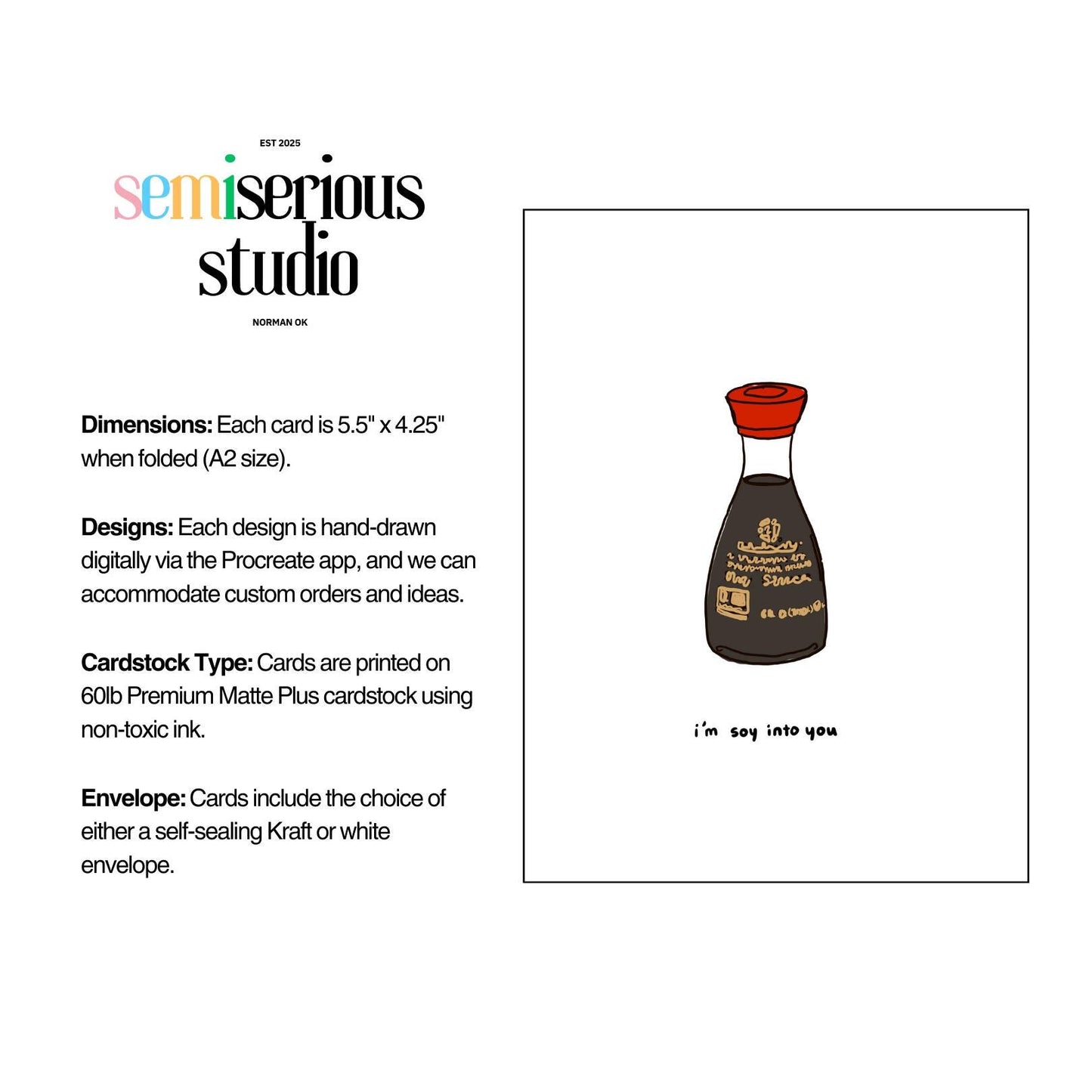 I'm Soy Into You Valentine's Day Card | Funny Soy Sauce Pun & Romantic Note for Couples