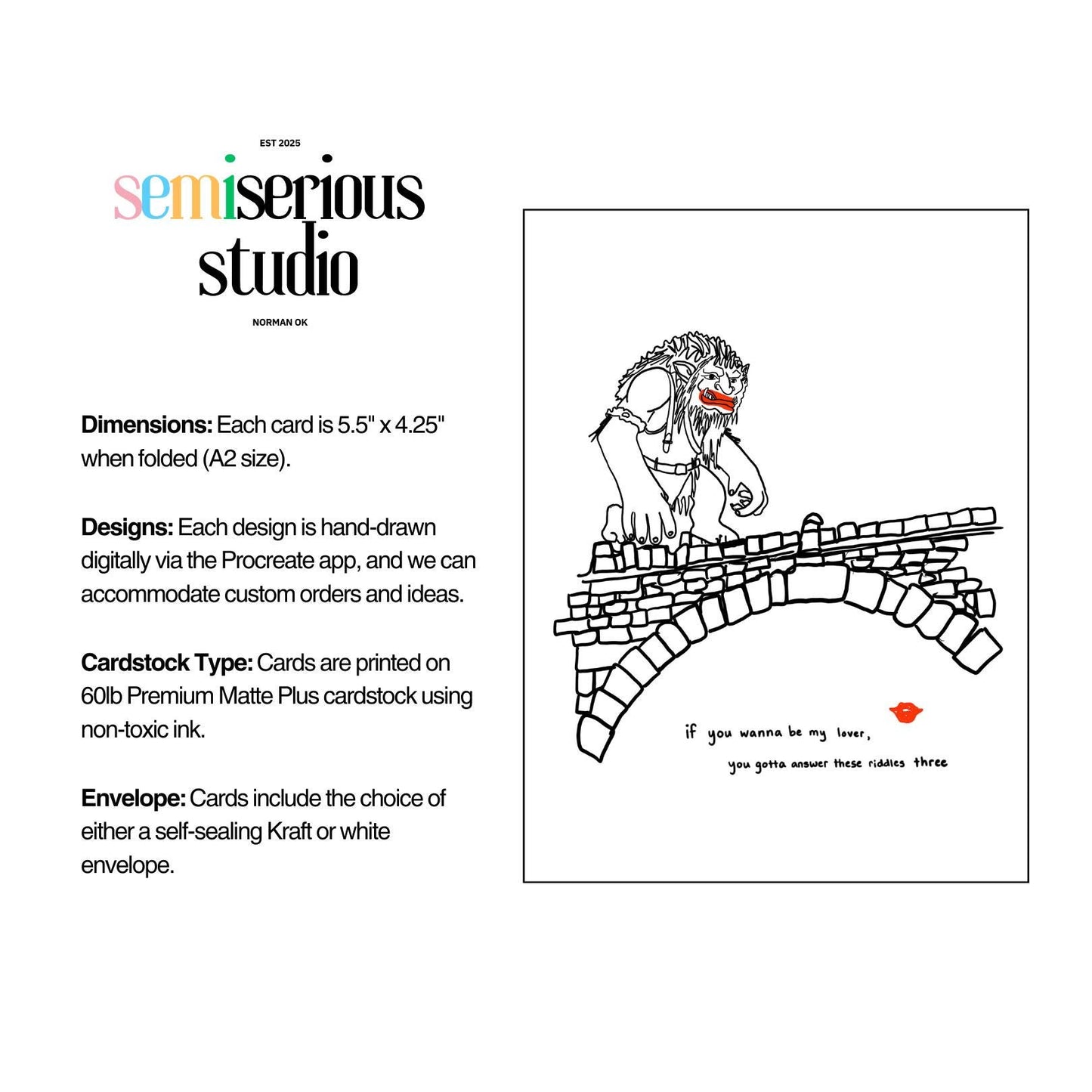 Funny Troll Bridge Riddle Valentine's Day Card, Unique Spice Girls Pun for Couples, Wannabe My Lover Greeting