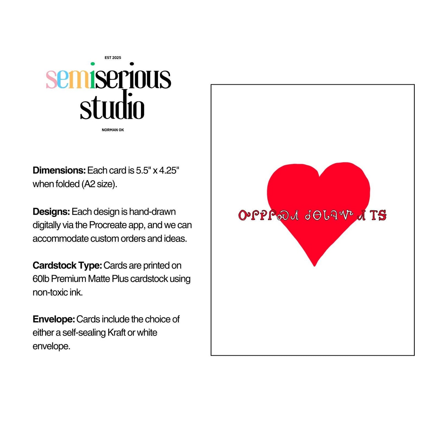 Cherokee Syllabary Valentine's Card, Cute Red Heart Design, Unique Indigenous Love Note, Hand-drawn Homemade Happy Valentine's Day Greetings