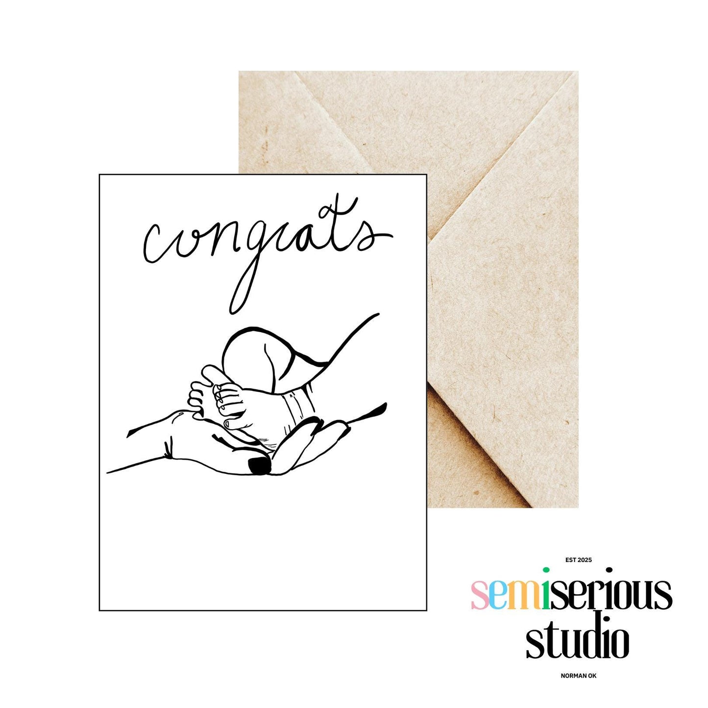 New Parent Congratulations Card - Baby Congrats Greeting Card, Handmade Card to Celebrate New Arrival & Parenthood
