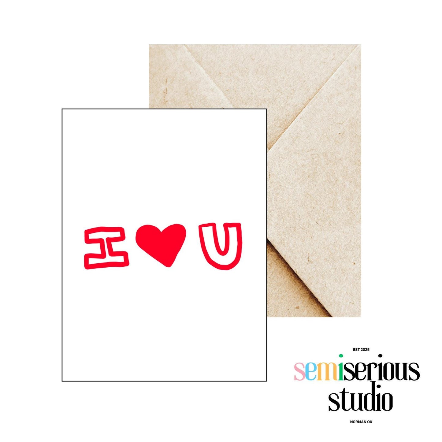 I Heart You Valentine's Card, Cute Red Heart Design, Unique Love Note & Hand-Drawn Happy Valentine's Day Greeting