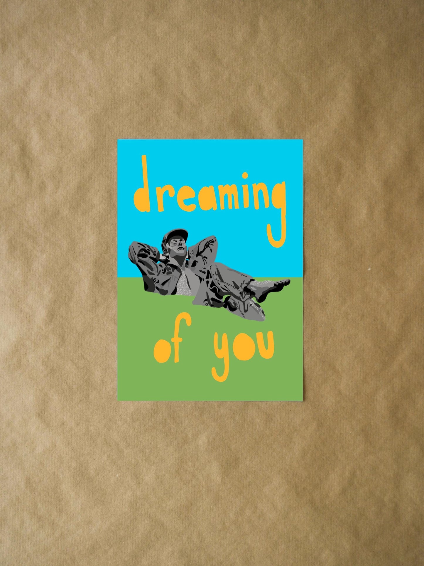 Dreaming of You Pastoral Dreamer Valentine's Day Card, OU Nostalgia, Colorful Oklahoma Art for Lovers & Couples, Fun Sweet Note