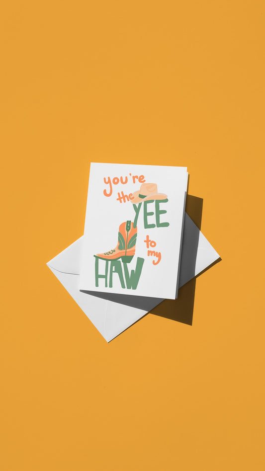 Yeehaw Cowboy Card, Funny Romantic Note for Friends, Partners & Lovers, Cute Colorful Western Thank You, Just Because Gratitude Greeting