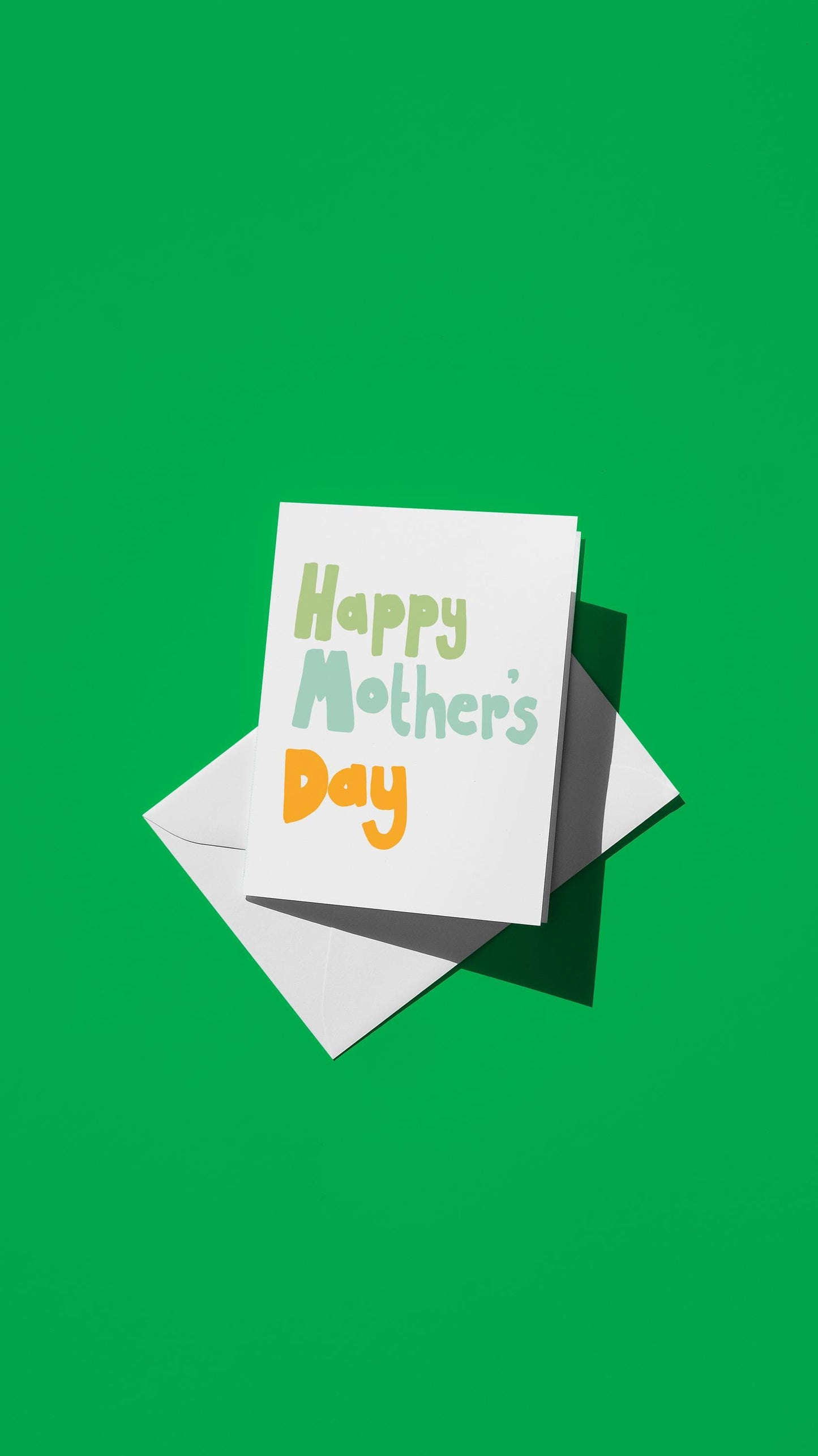 Hand-drawn illustration of hand-drawn digital design with the message "Happy Mother's Day!" in green, blue, and orange text