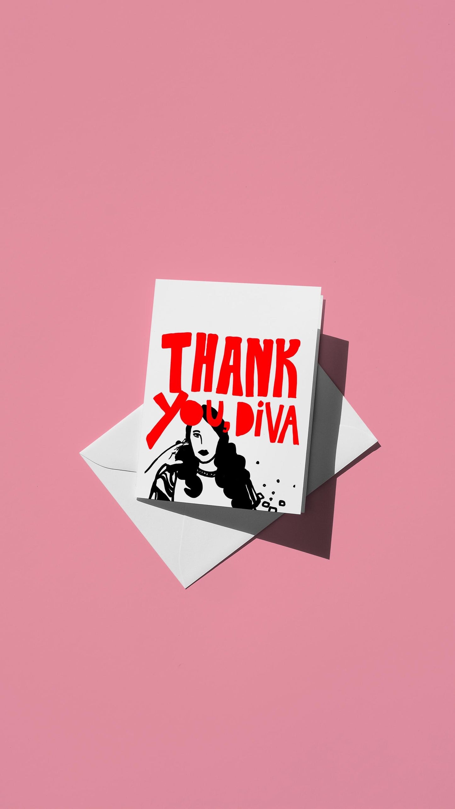 Hand-drawn illustration of a woman with the message "THANK YOU, DIVA"