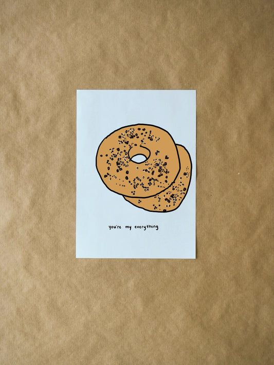 You're My Everything Valentine's Day Card | Funny Everything Bagel Pun & Romantic Note for Couples