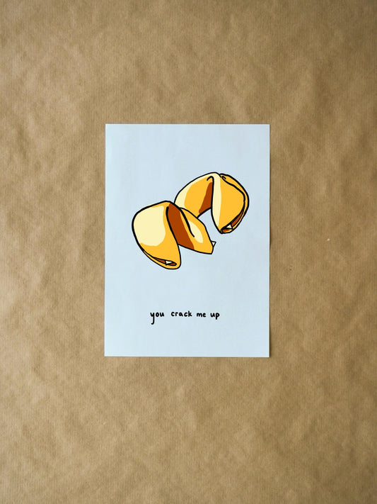 You Crack Me Up - Funny Fortune Cookie Valentine's Day Card, Punny Sweet Romantic Greeting for Couples and Friends