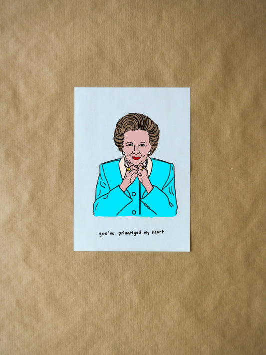 Margaret Thatcher Valentine's Day Card, Unique Greeting Card for Him, Her, and Couples