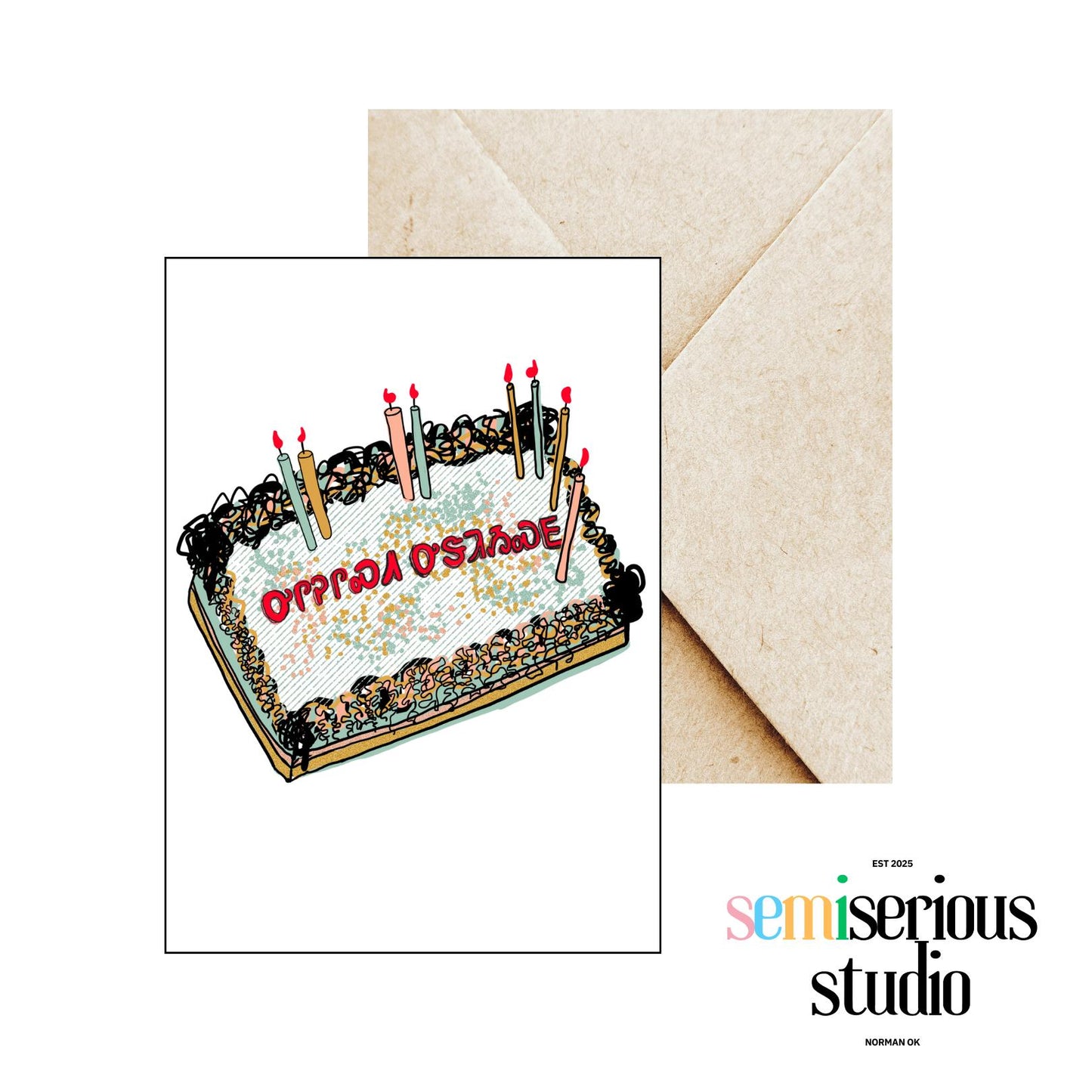 Cherokee Syllabary Happy Birthday Card - Cute Birthday Card for Friends, Family, and Kids - Fun Gift with Colorful Design