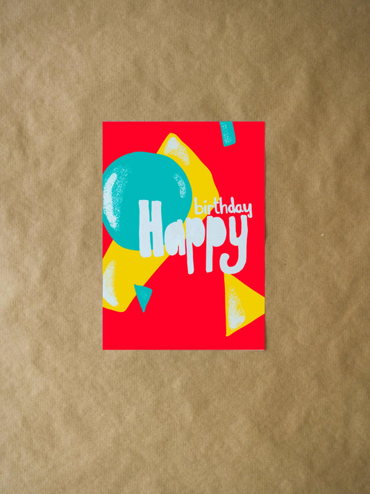 Colorful Happy Birthday Card - Cute Birthday Card for Friends, Family, and Kids - Fun Gift with Colorful Design