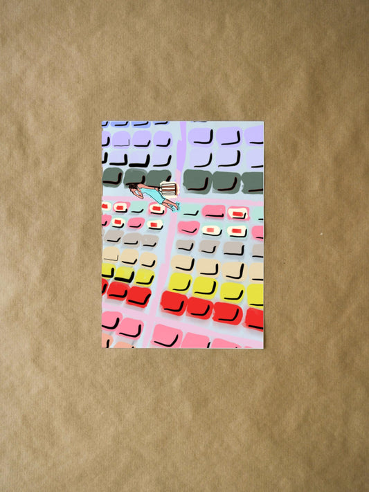 Shopping Woman | Greeting Card - Cute Art Card and Unique Just Because Gift for Friends, Family