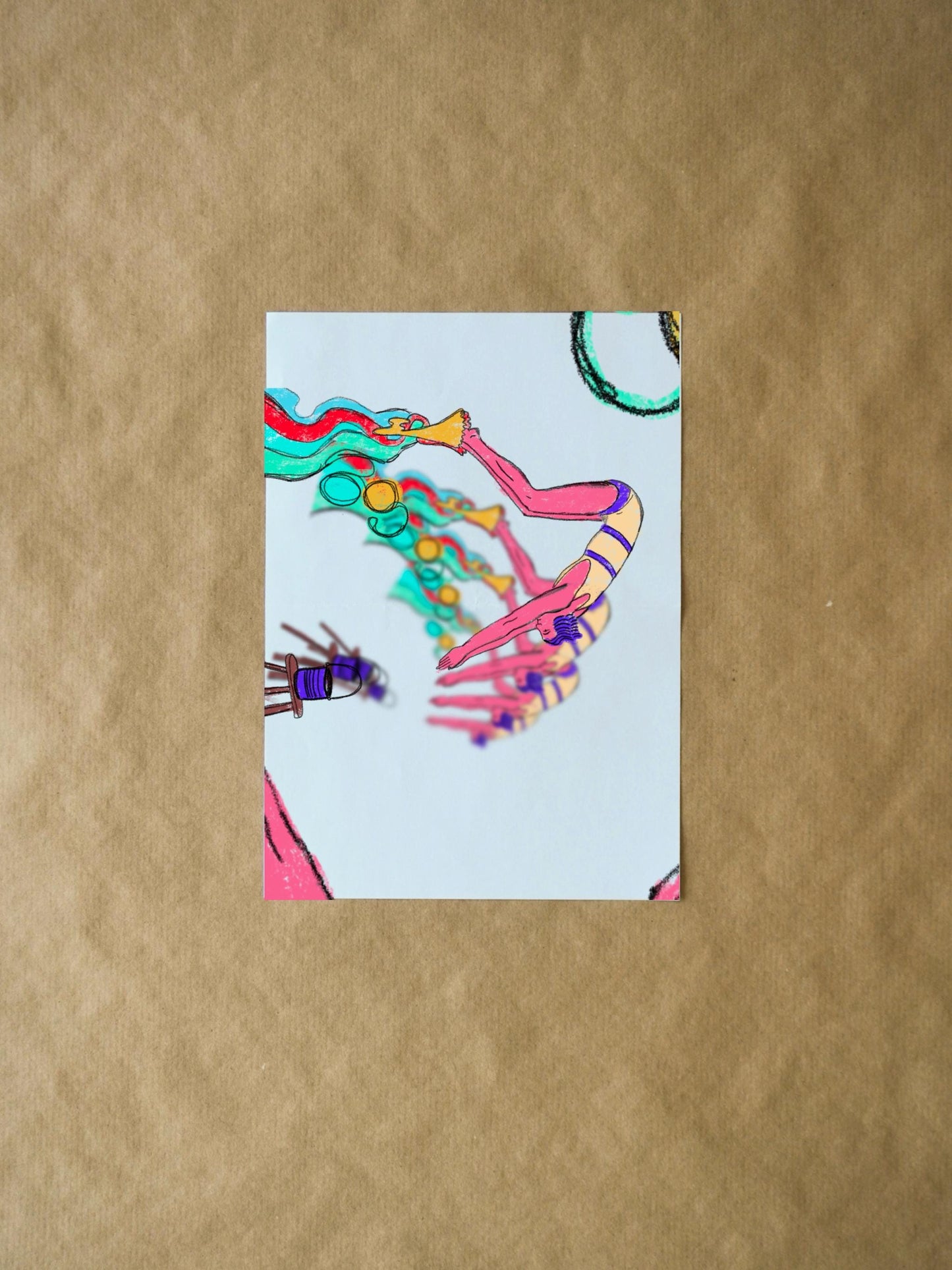 Pink Divers | Greeting Card - Cute Art Card and Unique Just Because Gift for Friends, Family