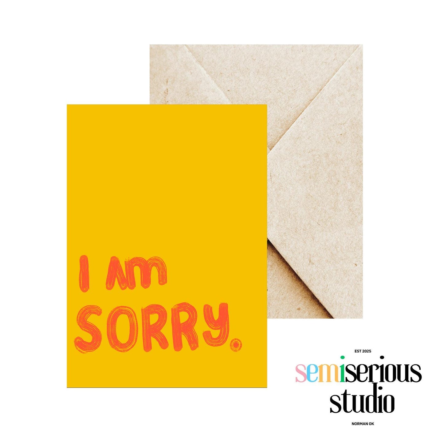 Simple Yellow Apology Card - Thoughtful I Am Sorry Note, Blank Inside, Perfect for Any Occasion, Greeting Card for Friends & Family