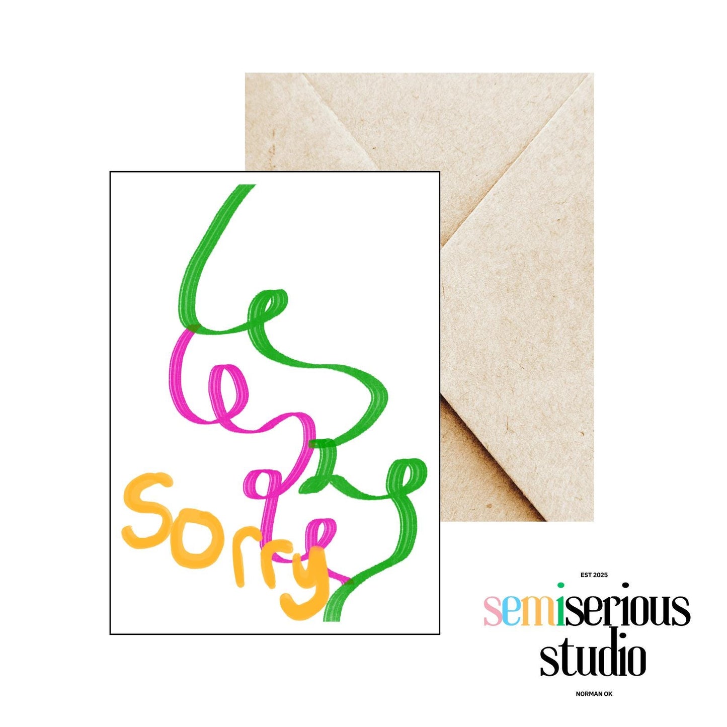 Sorry Ribbons | Simple Colorful Apology Card for Thoughtful Gifts & Messages