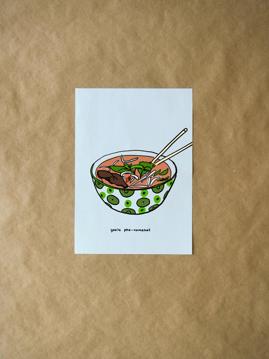 You're Pho-nomenal Valentine's Day Card | Funny Pho Pun & Romantic Note for Couples | Unique Greeting for Friends or Lovers