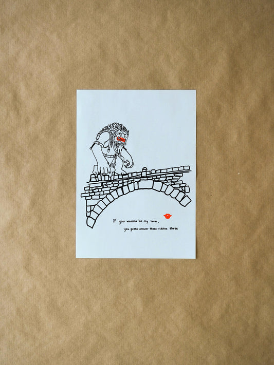 Funny Troll Bridge Riddle Valentine's Day Card, Unique Spice Girls Pun for Couples, Wannabe My Lover Greeting