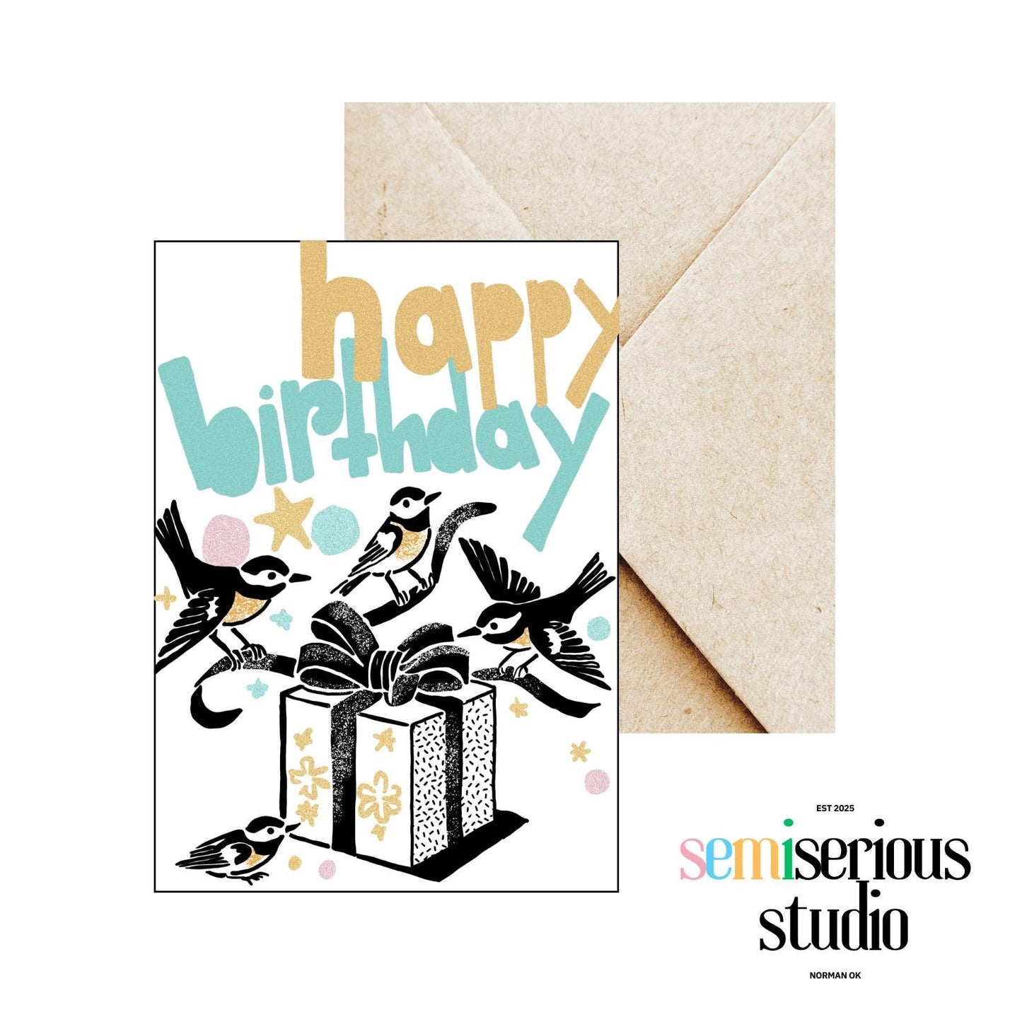 Happy Birthday Birds Card - Cute Birthday Card for Friends, Family, and Kids - Fun Gift with Colorful Birds Design