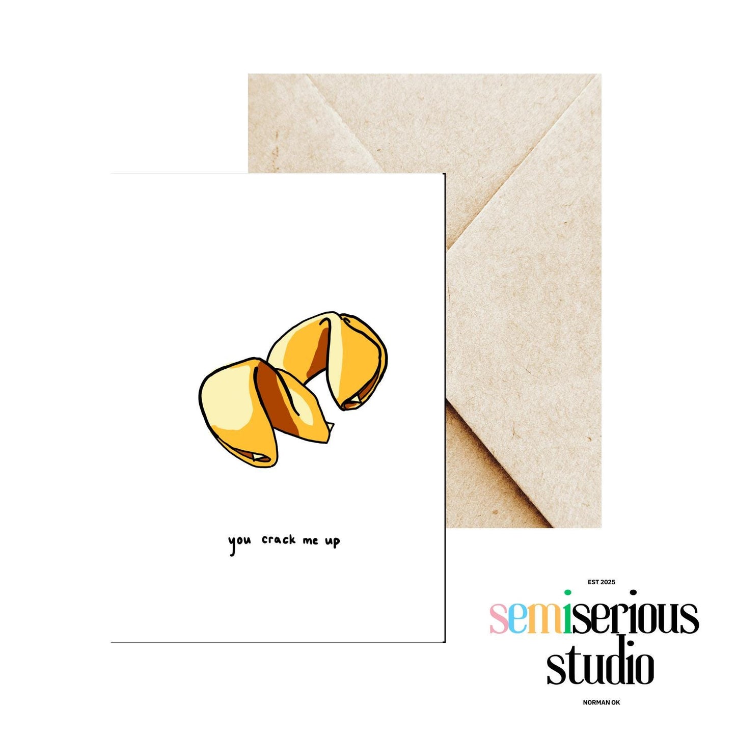You Crack Me Up - Funny Fortune Cookie Valentine's Day Card, Punny Sweet Romantic Greeting for Couples and Friends
