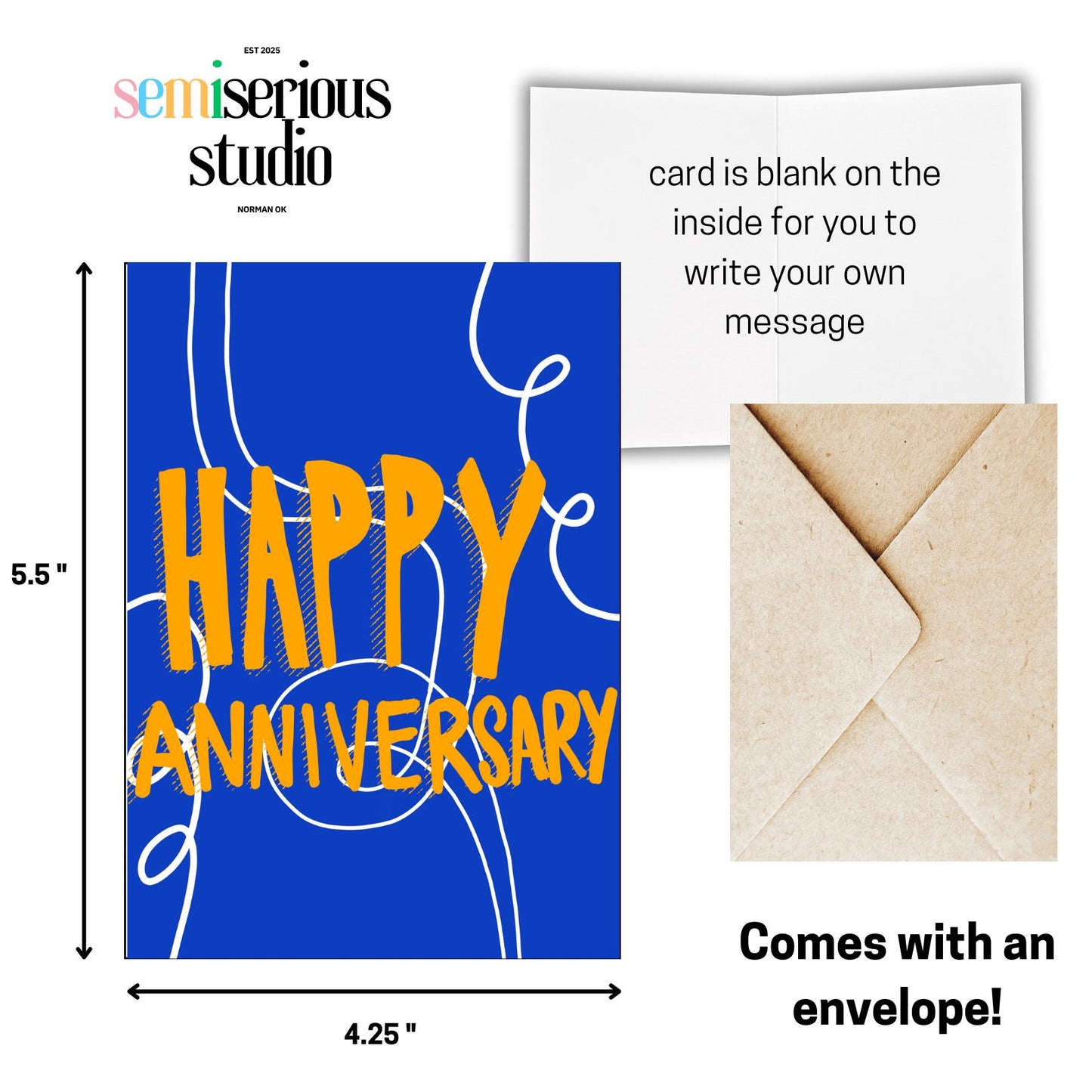 Fun Happy Anniversary Card - Cute Romantic Greeting Card for Couples, Him and Her, Perfect for Celebrating Love