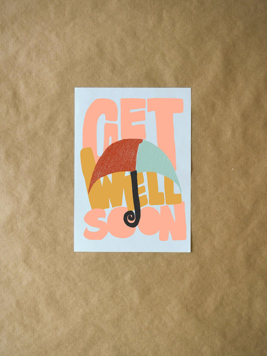 Get Well Soon Umbrella Card | Cute Note for Friends & Family | Thoughtful Gift for Loved Ones Feeling Under the Weather