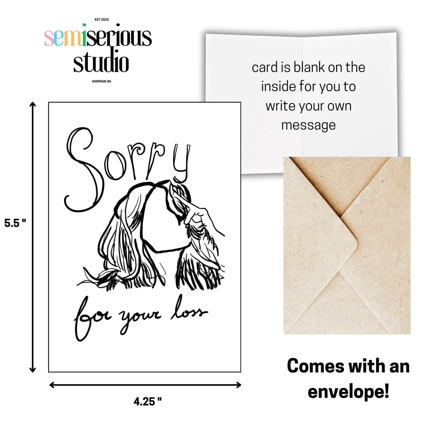 Simple Sorry For Your Loss Sketch | Greeting Card for Grieving Loved Ones