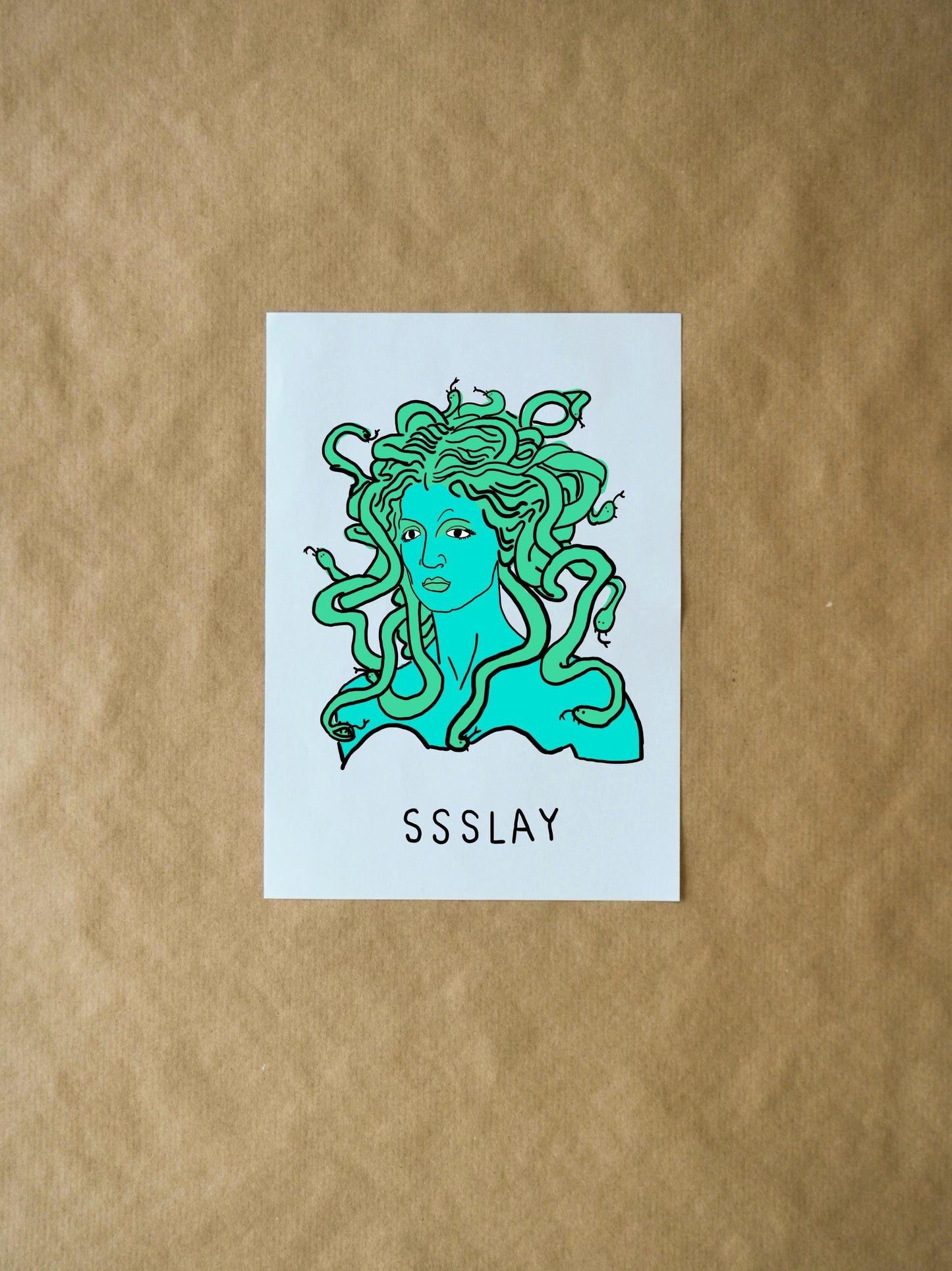 SSSLAY Medusa | Funny slay Greeting Card - Cute Greek Mythology Art Card and Unique Just Because Gift for Friends, Family