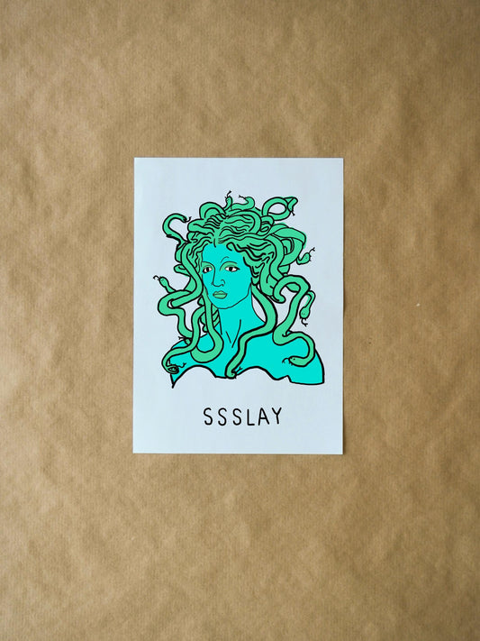 SSSLAY Medusa | Funny slay Greeting Card - Cute Greek Mythology Art Card and Unique Just Because Gift for Friends, Family