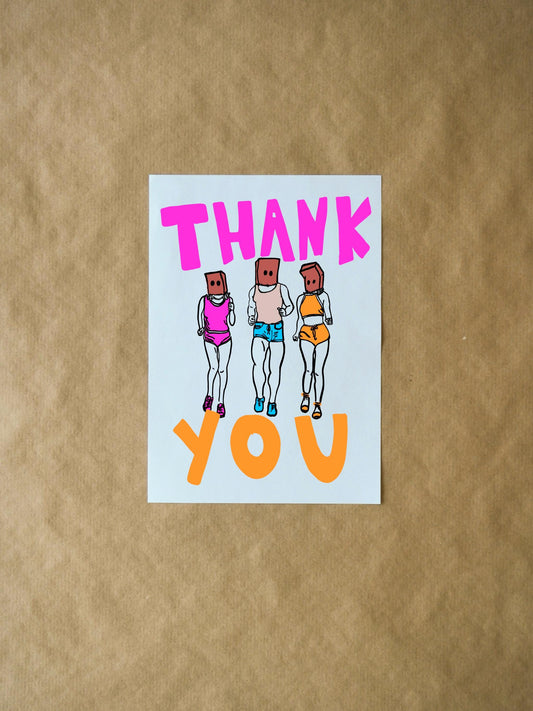 Thank You Bag Head Joggers | Weird Funny Gratitude Card for Gift Giving, Friends, & Running and Fitness Enthusiasts