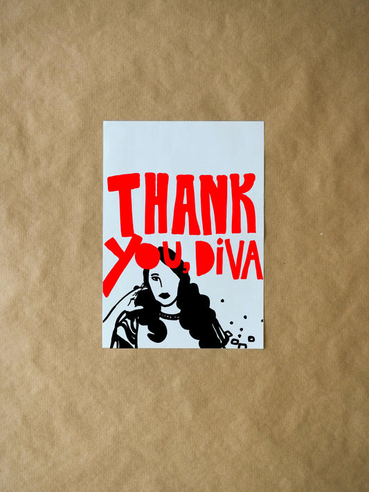 Thank You Diva Greeting Card | Fun Gratitude Card, Unique Thank You Note, Perfect for Friends & Family