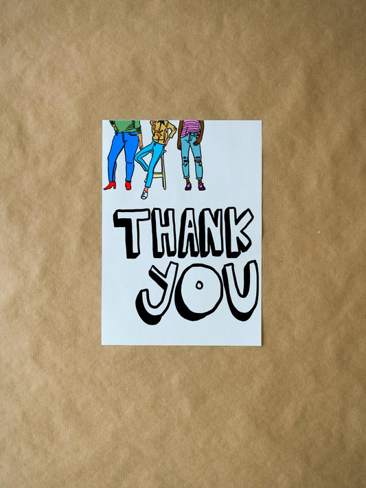 Thank You Bubble Letters Card | Simple Fun Gratitude Note | Cute Thank You Cards for Friends & Family