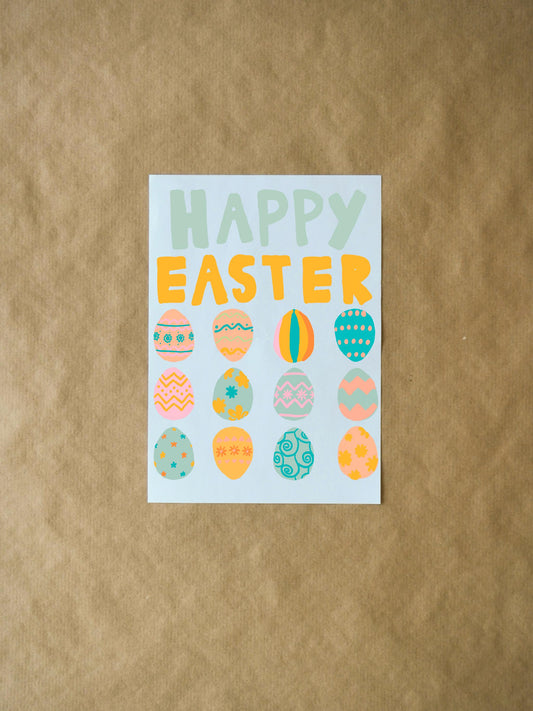 Easter Eggs Card | Happy Easter Greeting Card for Kids & Friends | Bright, Fun, Colorful Pastel Design for Spring Celebrations