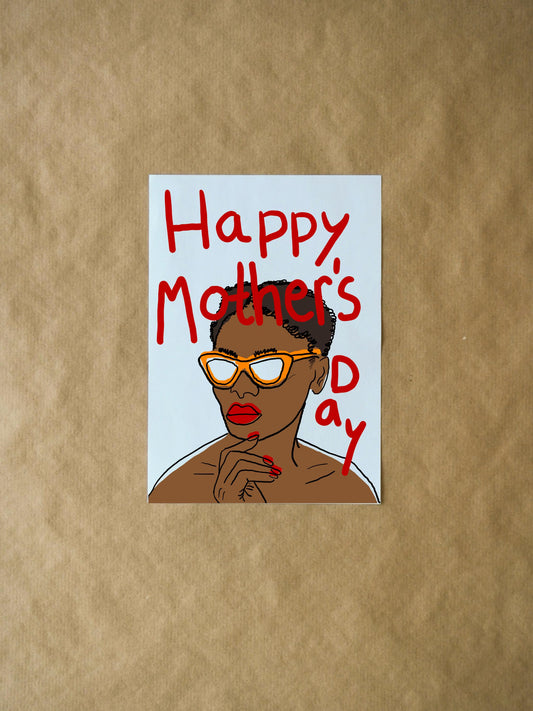 Cool Happy Mother's Day Card | Fun Mom in Sunglasses | Unique Cute Holiday Greeting Card for Mother's Day