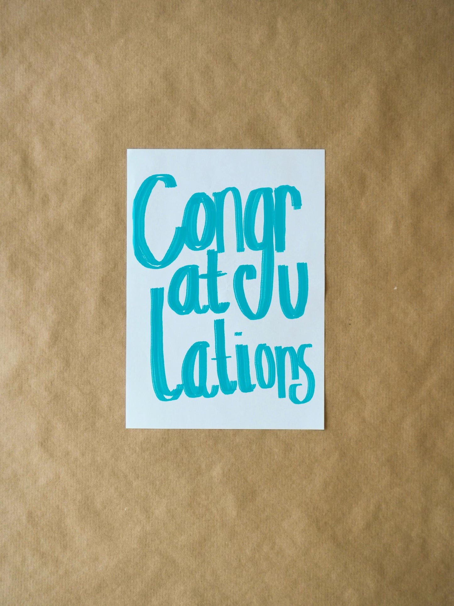 Congratulations Card - Simple Blue Text Greeting Card, Perfect for Celebrations & Special Occasions, Handmade Greeting Card