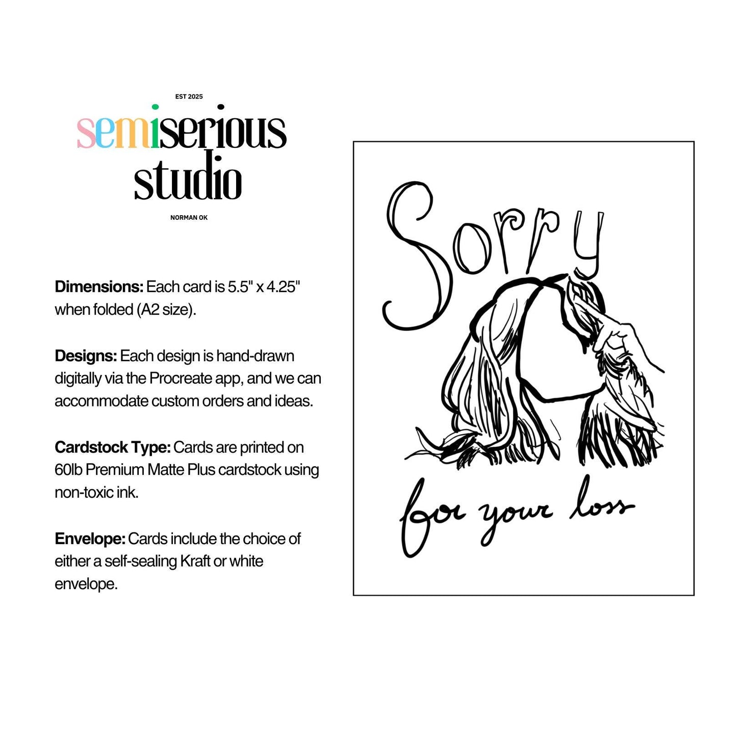 Simple Sorry For Your Loss Sketch | Greeting Card for Grieving Loved Ones