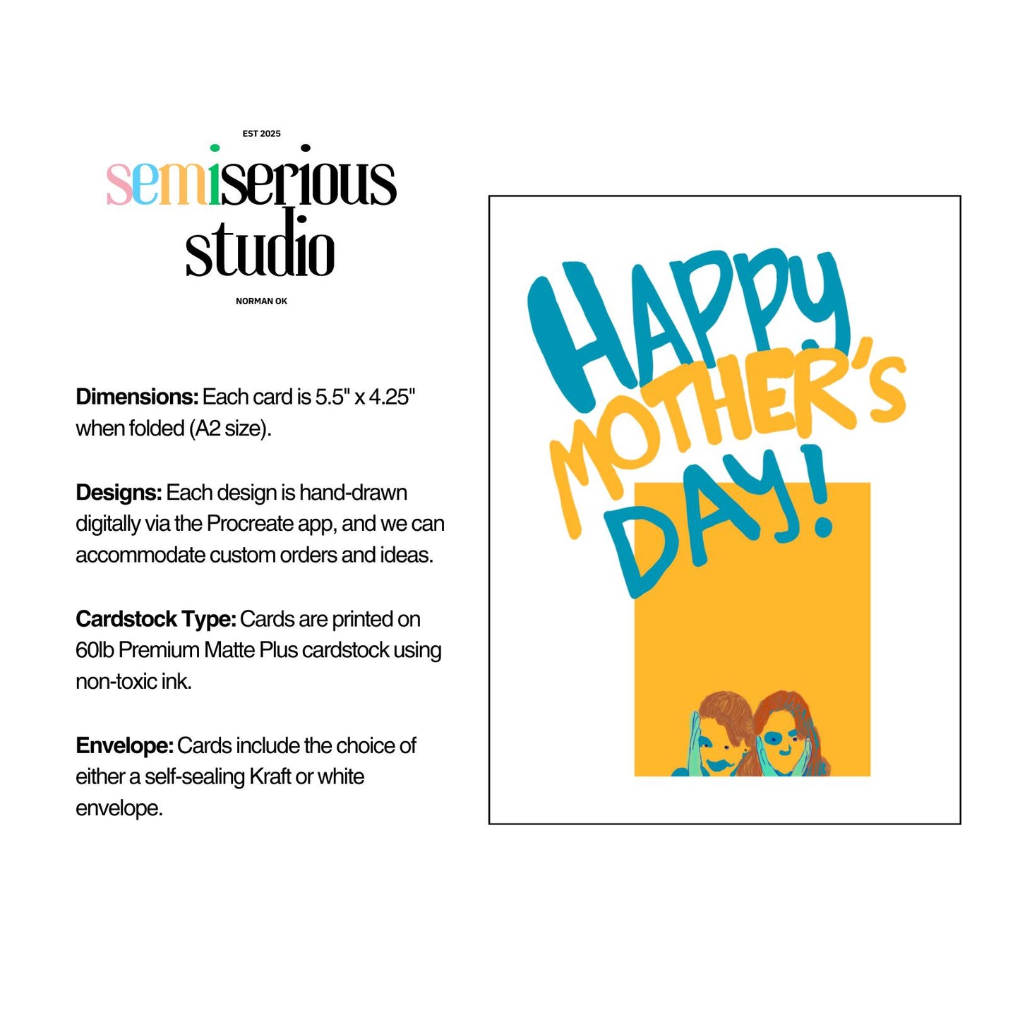 Sweet Happy Mother's Day Card | Mom and Daughter | Cute Colorful Design, Perfect Gift, Bright Colors, Heartfelt Message