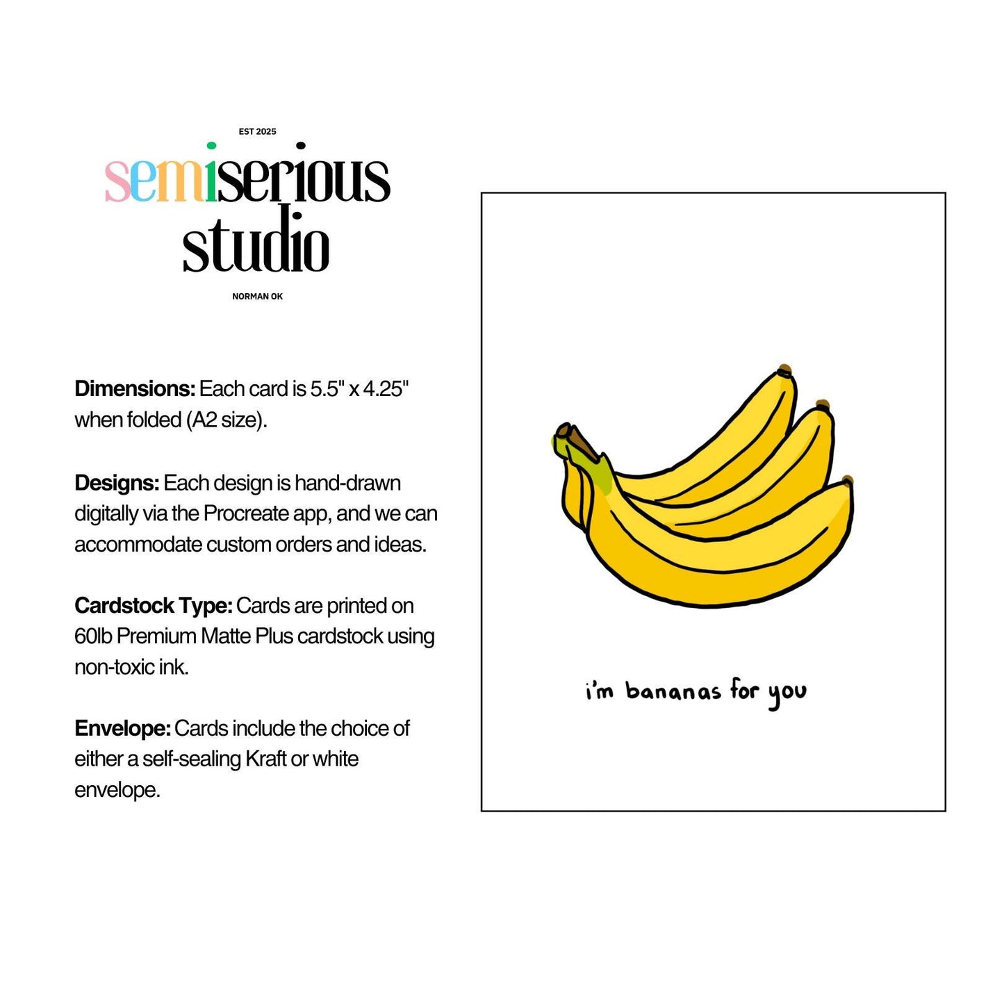 Funny Valentine's Day Card, Romantic Punny Bananas for You, Sweet Cheesy Joke, Cute Holiday Greeting, Friends Family Loved Ones and Partners
