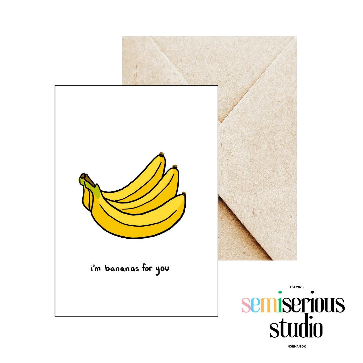 Funny Valentine's Day Card, Romantic Punny Bananas for You, Sweet Cheesy Joke, Cute Holiday Greeting, Friends Family Loved Ones and Partners