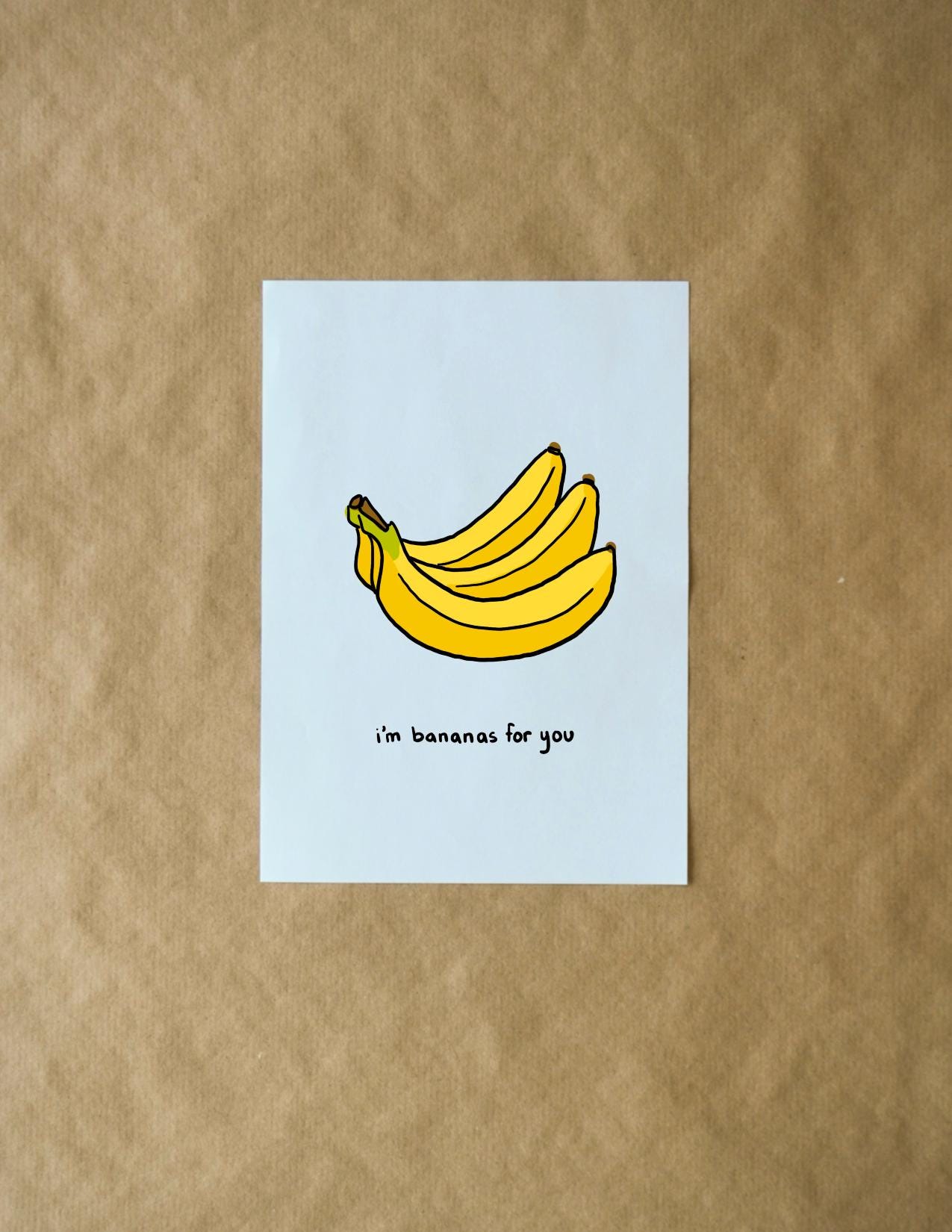 Funny Valentine's Day Card, Romantic Punny Bananas for You, Sweet Cheesy Joke, Cute Holiday Greeting, Friends Family Loved Ones and Partners