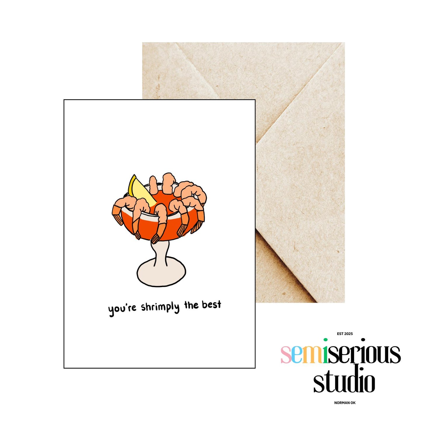 Shrimply the Best Valentine's Day Card | Funny Pun & Cheesy Joke for Friends, Partners and Family Holiday Greetings