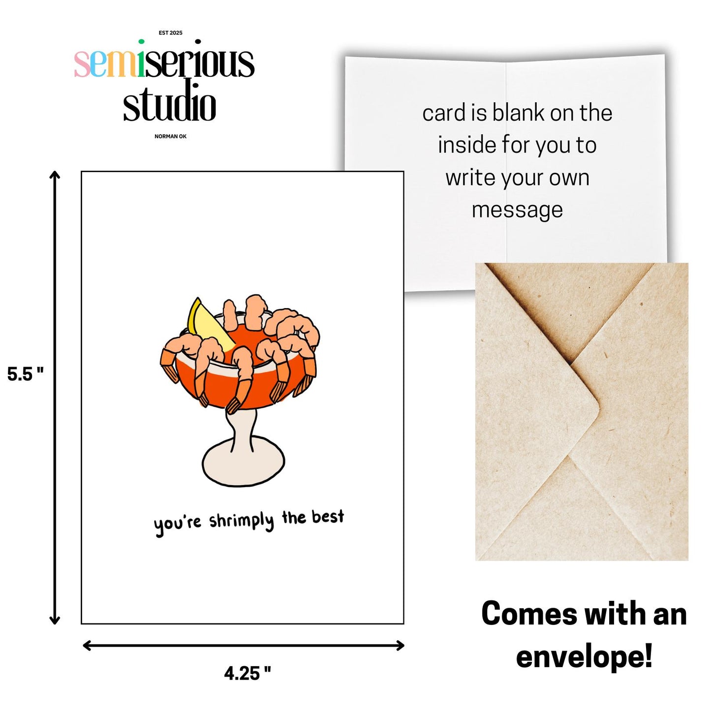 Shrimply the Best Valentine's Day Card | Funny Pun & Cheesy Joke for Friends, Partners and Family Holiday Greetings
