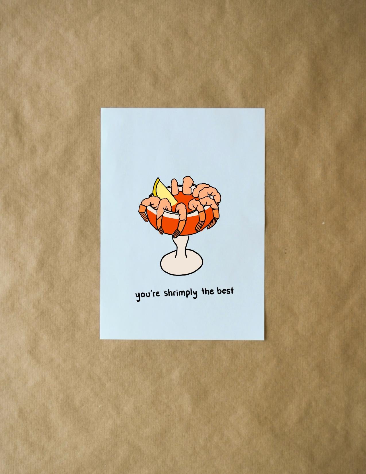 Shrimply the Best Valentine's Day Card | Funny Pun & Cheesy Joke for Friends, Partners and Family Holiday Greetings
